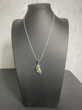 Vintage Silver Rhinestone Owl Necklace Goth Whimsigoth Fairycore Pendant